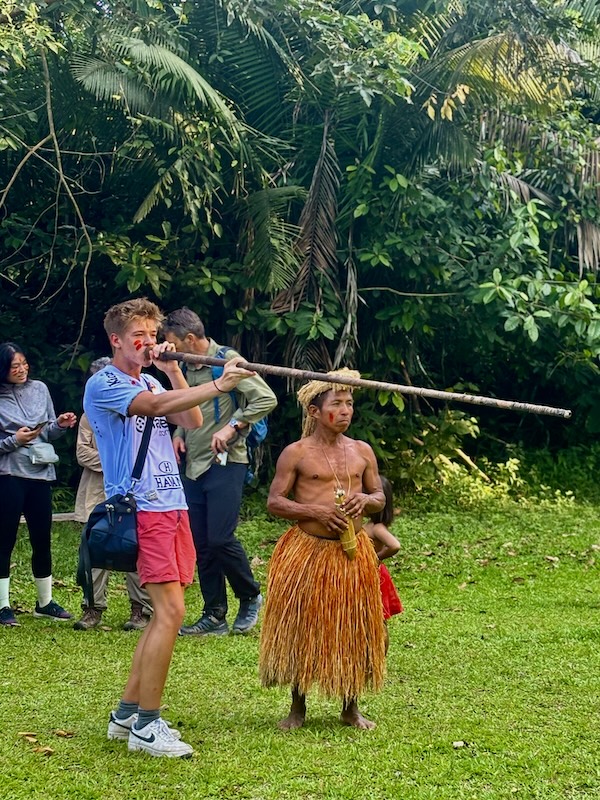 Environmental-science-trip-Iquitos-peru-native Students on Environmental Science trip trying traditional hunting