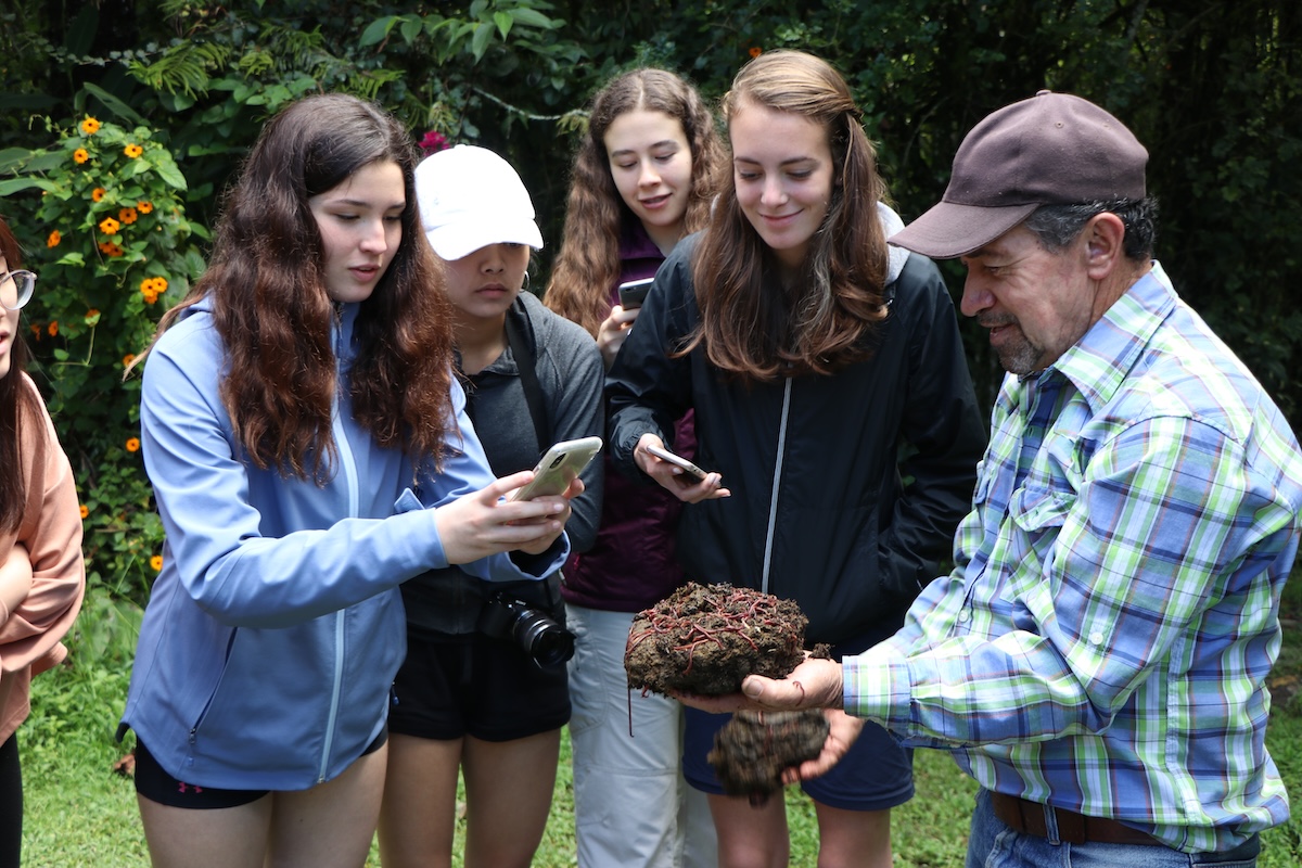 STEM students learning about sustainable farming in Colombia