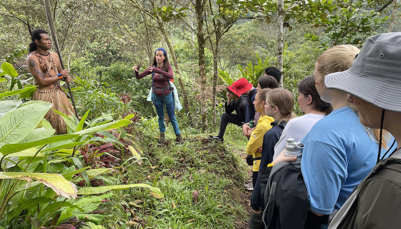 STEM students learning about native forests in Ecuador
