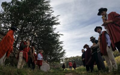 Native Bolivians playing music on a Spanish trip