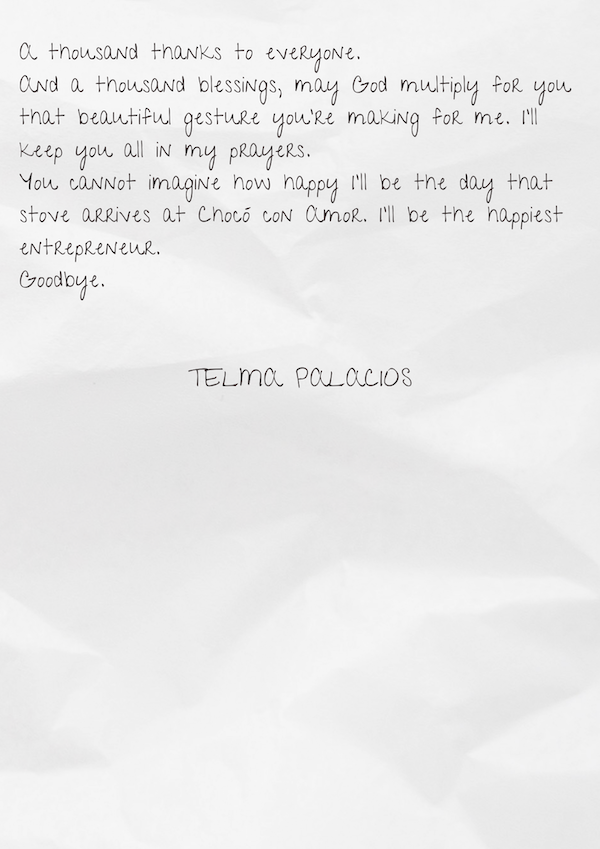 A letter written in Spanish Telma