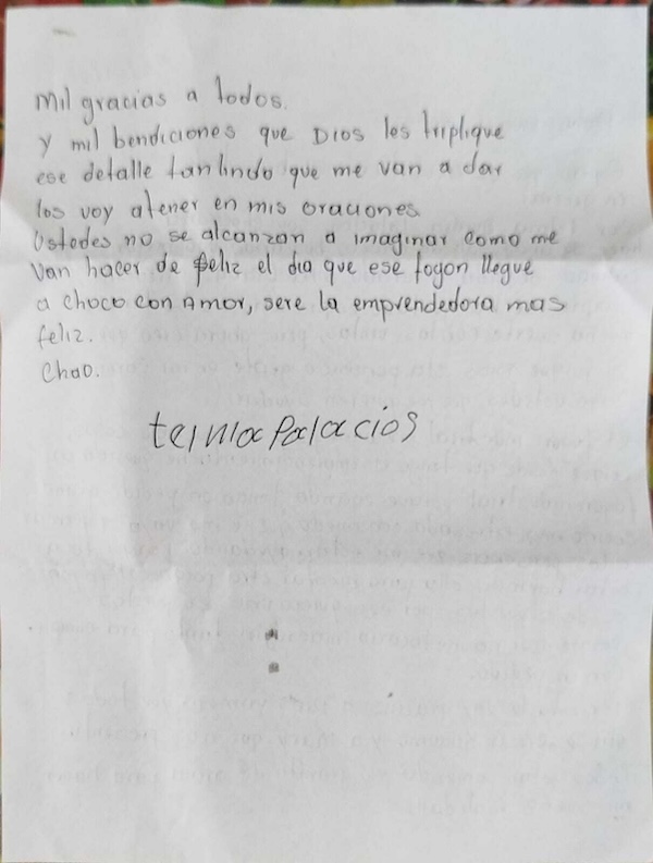 A letter in Spanish from Telma part 2