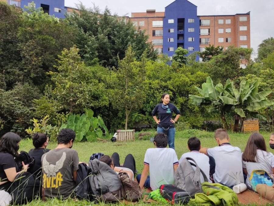 guide talking to a group of students