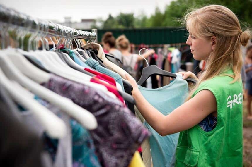 woman choosing ethical clothes